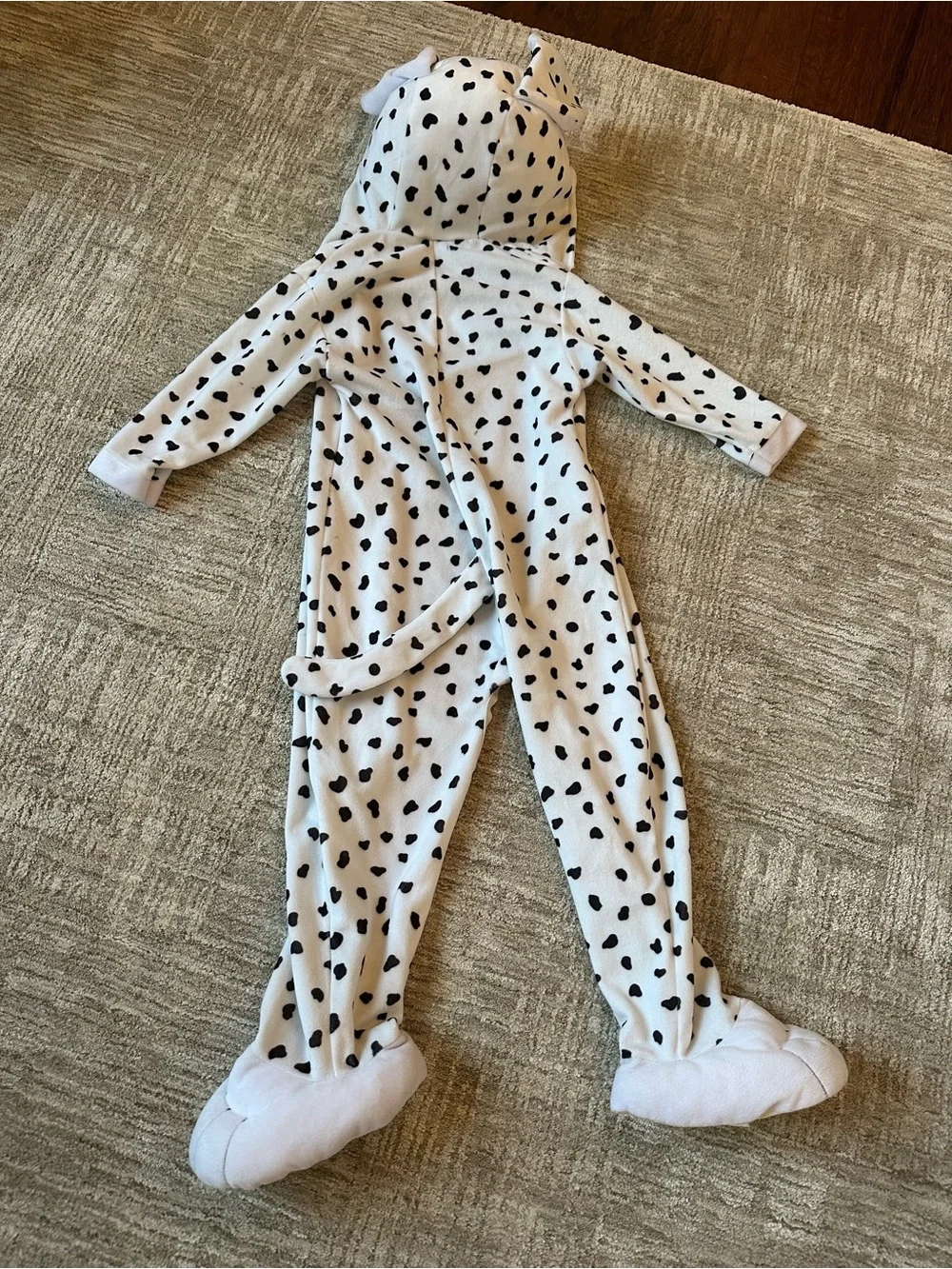 Kids White Dalmatian One-Piece Hoodie Jumpsuit costume